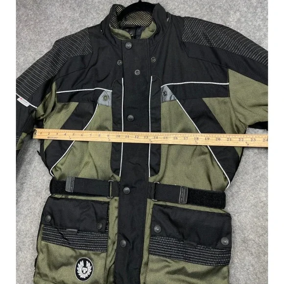 Vintage Belstaff Motorcycle Jacket Green Black Small Cordura Scotchlite Armored